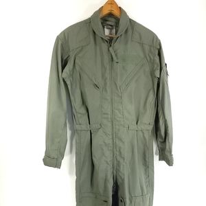 Vtg Military Coveralls FR Flyers Summer Men's 40 L Sage Green Distressed
